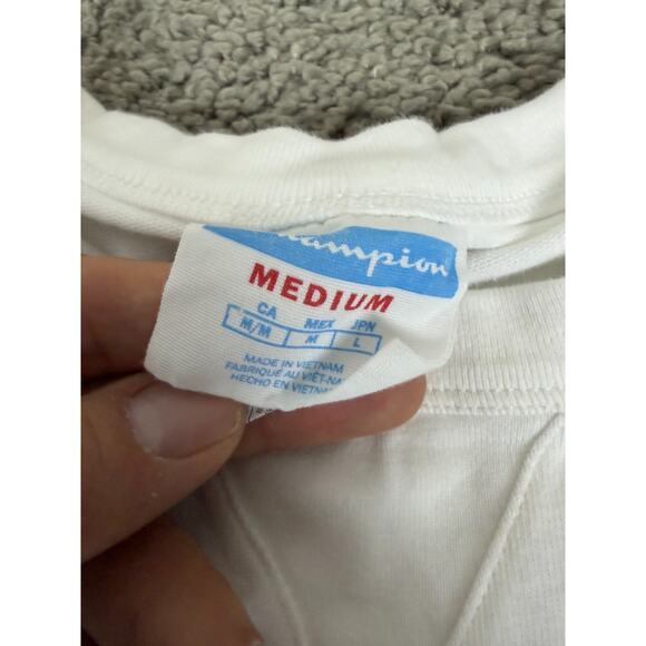 Champion Shirt Mens Medium White Signature Logo Tall Tee Short Sleeve Casual - Picture 7 of 12